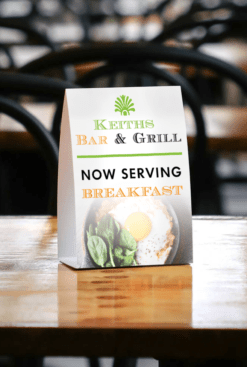 Custom printed table tent table-top display for restaurant
