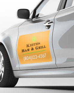 large custom printed display magnet for restaurant vehicle