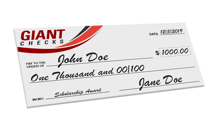 Giant check custom printed on foamcore