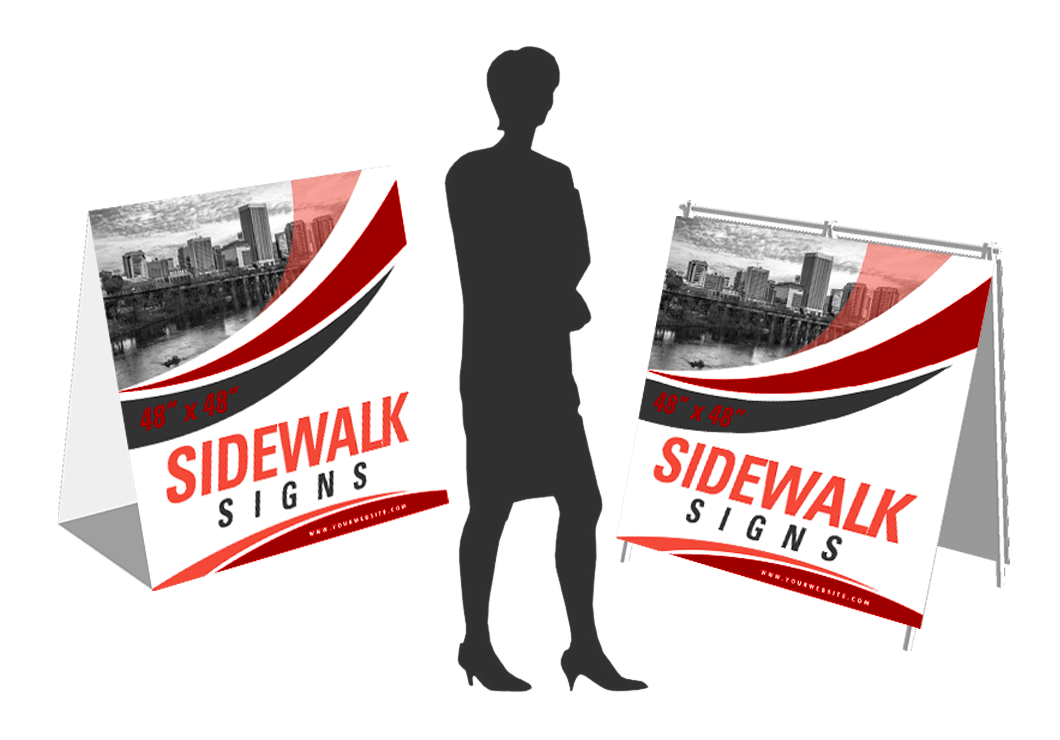 48in x 48in fluted plastic and PVC A-Frame sidewalk signs for businesses in Richmond, RVA