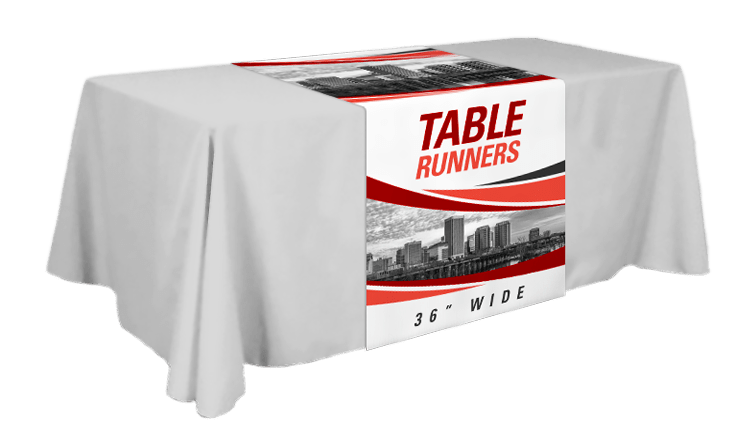 premium Vinyl banner table runner display cover for tabling at events