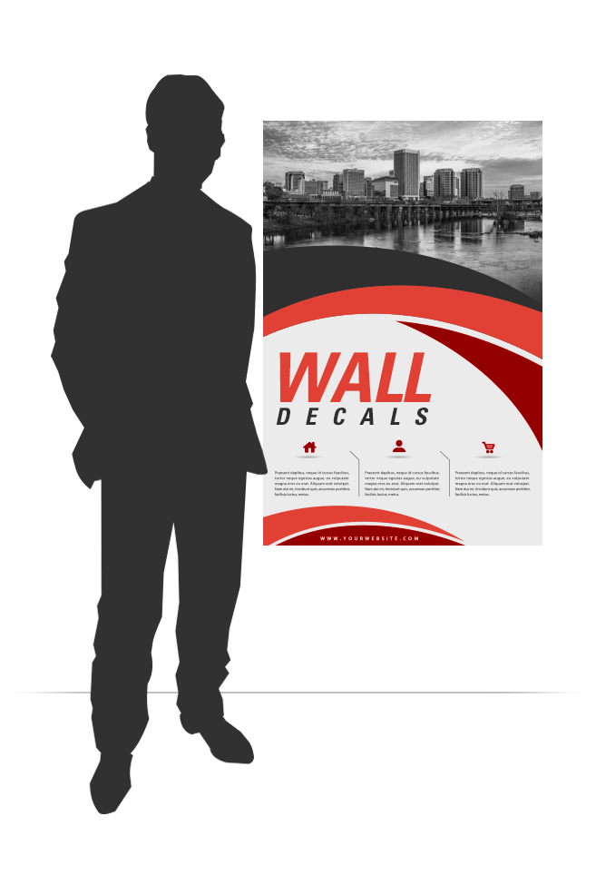 Rectangular cut, custom printed wall vinyl sticker decal with optional lamination