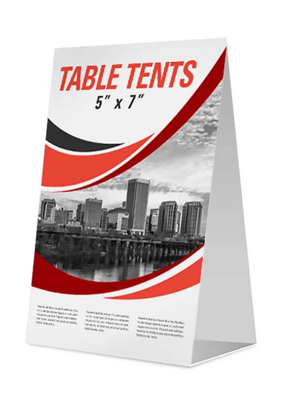Small table tent: custom printed folded tabletop signs on cardstock