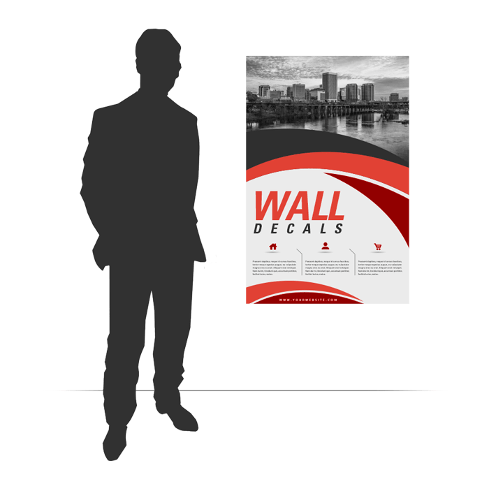 Rectangular cut, custom printed wall vinyl sticker decal with optional lamination