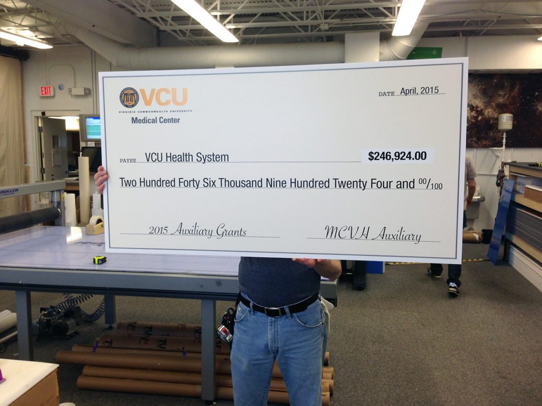 big check for vcu medical center