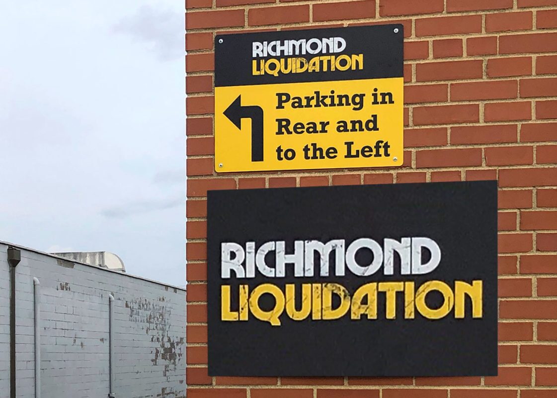 richmond liquidation informational building signage