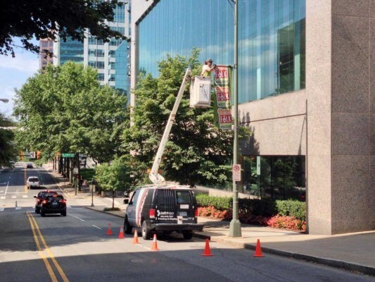 installation of pole banner