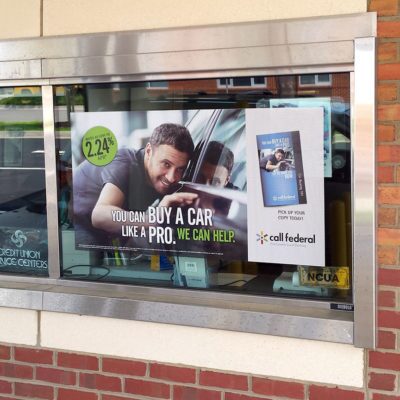 call federal teller window decal