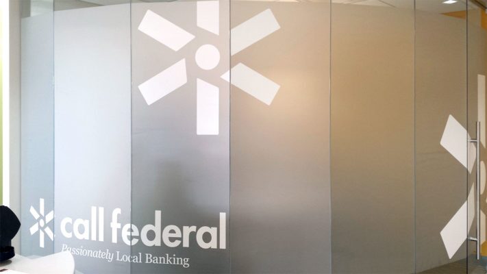 call federal conference room frosted and white window vinyl
