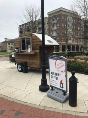 alchemy coffee sidewalk sign