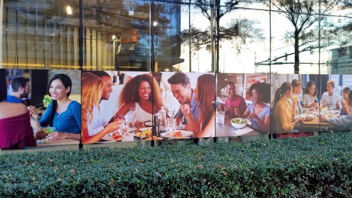 window decals across building exterior windows