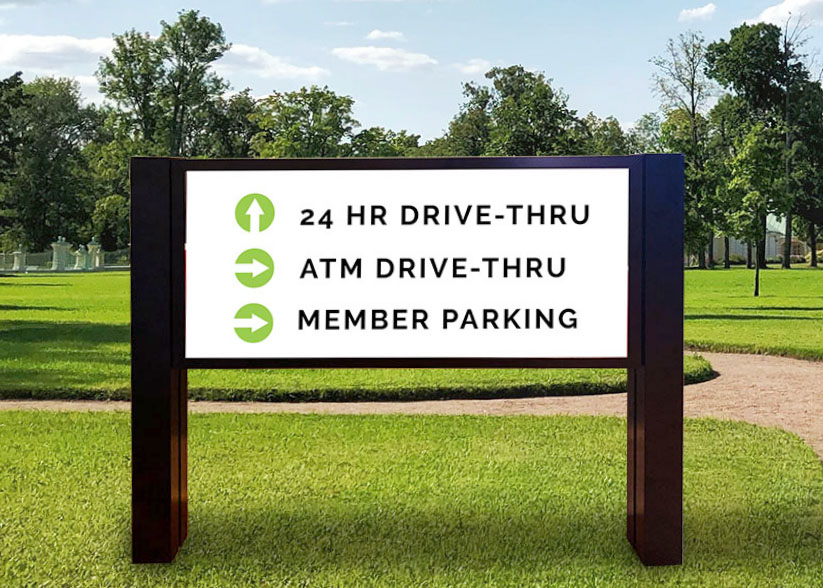 directional sign with wide posts