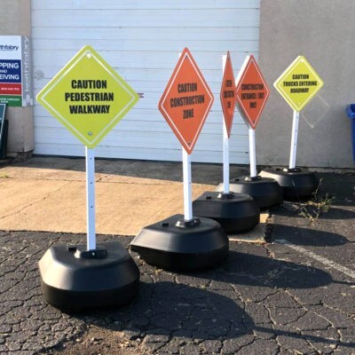 construction signs with bases