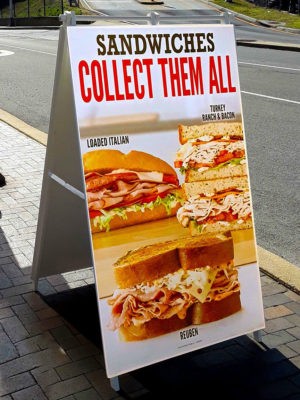 sidewalk a frame for arby's