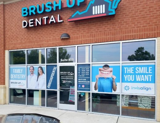 brush up dental business front window decals