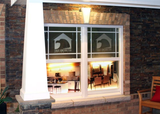 eagle construction frosted vinyl on window