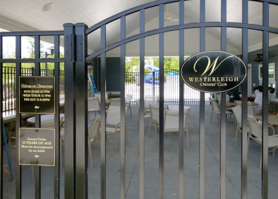 westerleigh owners' club signage on gate