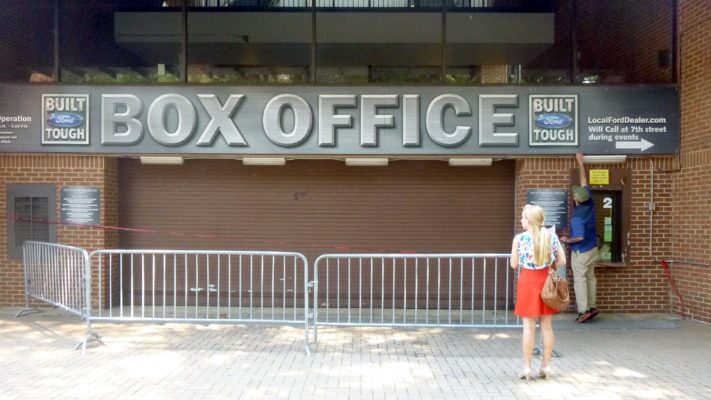 box office display during installation
