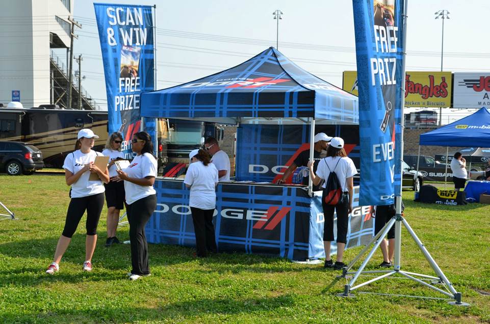 outdoor tent and flags