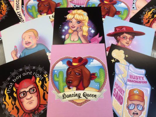 collage of illustrated posters