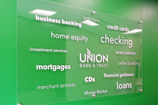 acrylic panels with white ink and standoffs