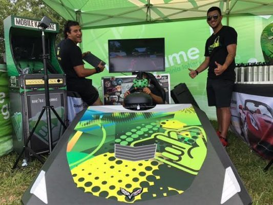 custom racing setup at tradeshow