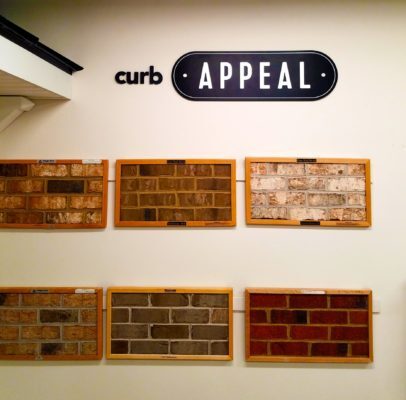custom brick display on wall