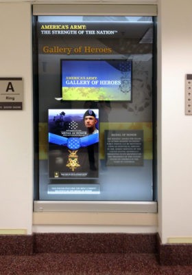 gallery of heroes wall display and informational panel