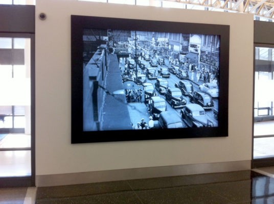 backlit fabric display in frame