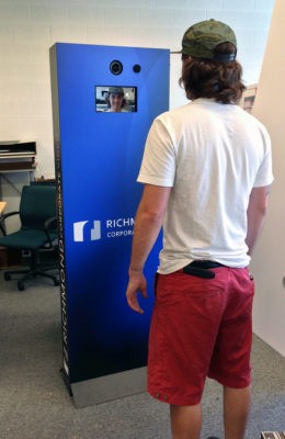 floor stand with video camera and screen