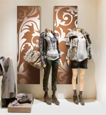 patterened wall displays for store window