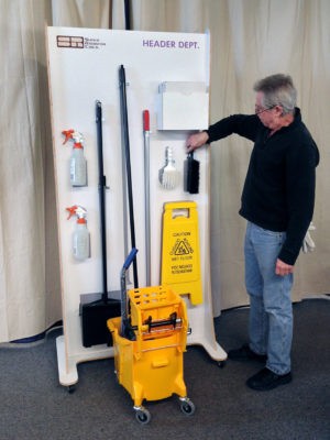 custom wheel organizational cart for cleaning