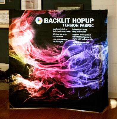 backlit hopup tension fabric display