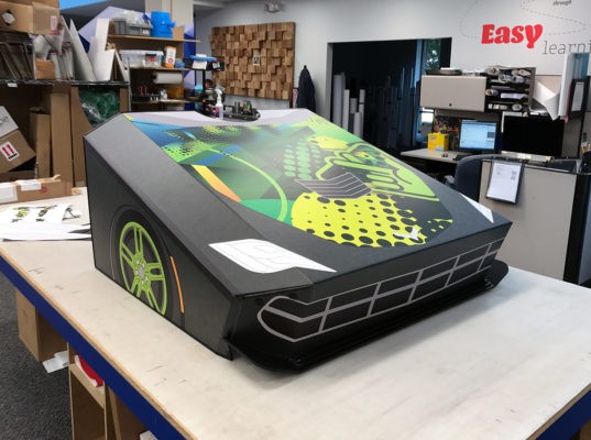 fabricated front of car display