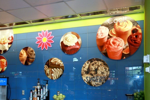 round bakery display graphics