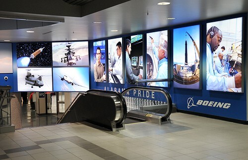 airport backlit fabric collage