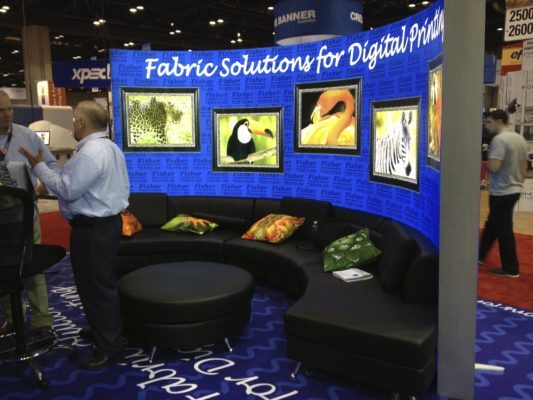 curved backlit display wall