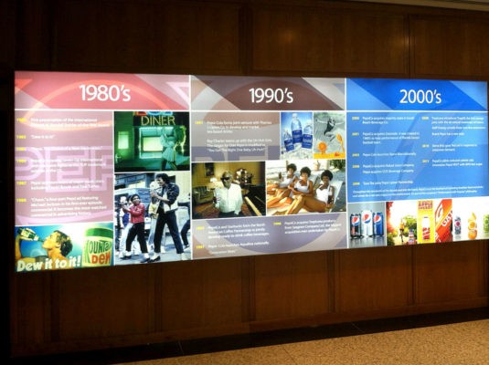 backlit media inside wall display