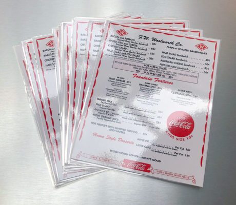 laminated menu printing