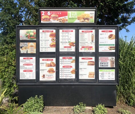 drive thru menu with polycarbonate inserts