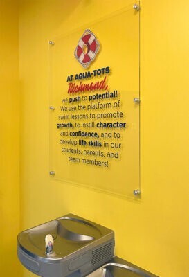 aqua tots acrylic sign