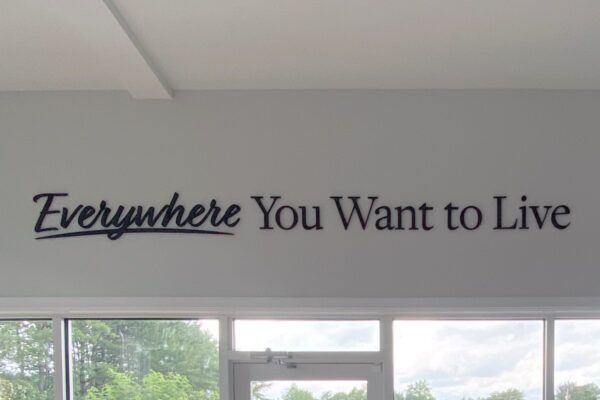 dimensional cut letters, model home, 3d phrase