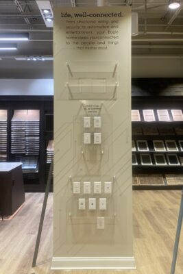 custom cut installed wall vinyl adhesive wall mural column plexi glass shelf