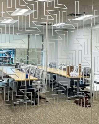 custom cut frosted vinyl window graphic for business restaurant, event, office