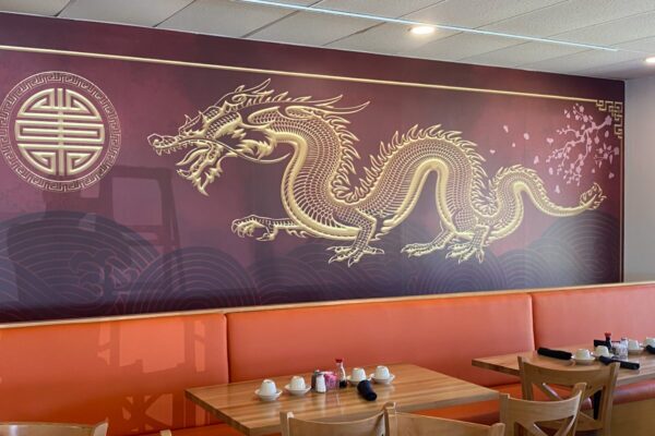 large massive custom printed designed installed wall mural for office, business, space, decor, restaurant, bar