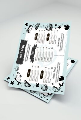 custom printed designed waterproof menus double sided