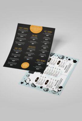 custom printed designed waterproof menus double sided