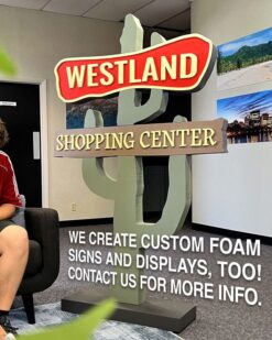 custom fabricated one of one cut foam display signage for business, community, event, painted, 3d, letters shape cut