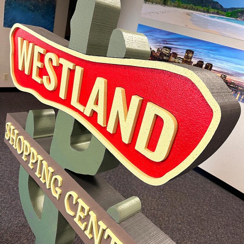 custom fabricated one of one cut foam display signage for business, community, event, painted, 3d, letters shape cut