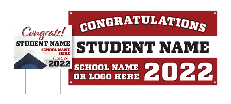 custom printed graduation school university event banners, yard signs signage, grommets, high quality